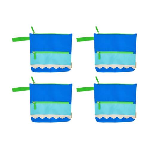 4PK Annabel Trends Beach Wet Clothing Pouch Riptide Bag 28.5cm x 28cm Blue