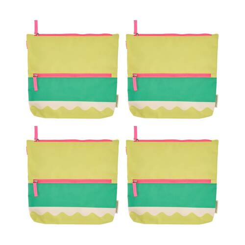 4PK Annabel Trends Beach Wet Clothing Pouch Riptide Bag 28.5cm x 28cm Green