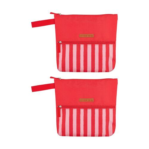 2PK Annabel Trends Beach Wet Clothing Pouch Bag 28.5cm x 28cm Red Stripe