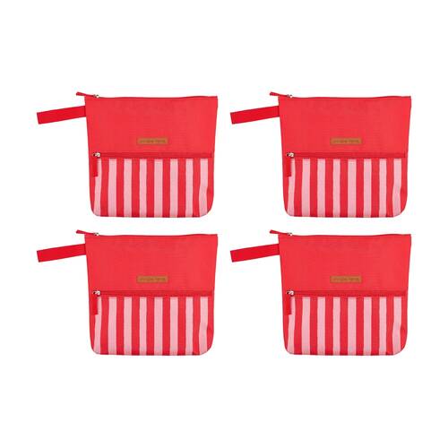 4PK Annabel Trends Beach Wet Clothing Pouch Bag 28.5cm x 28cm Red Stripe