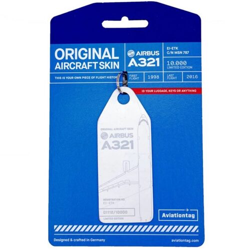 Aviationtag Airbus A321 Keychain 14.5cm Tag Metrojet White