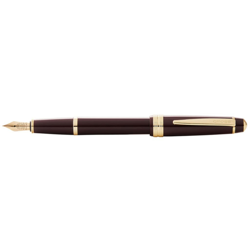 Cross Bailey Light Gloss Medium Fountain Pen Burgundy Red/Gold