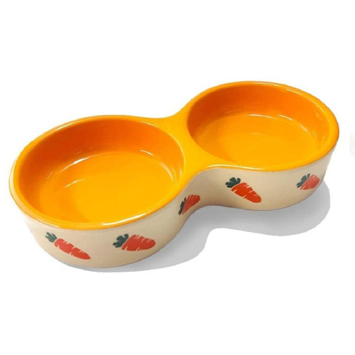 Nature Island Carrot 22cm Double Dried Treats/Vegetable Feeder Pet Dish Yellow