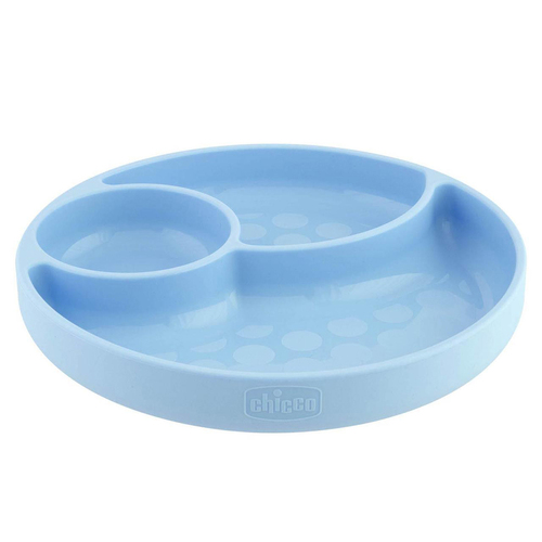 Chicco Nursing Silicone Divided Plate Baby Feeding Round Teal 12m+
