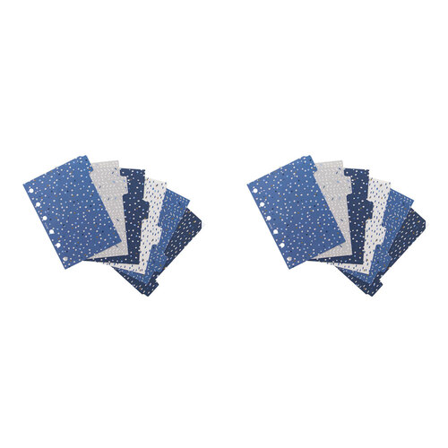 2x 6pc Filofax Pocket 12cm Plastic Dividers Organiser Indigo