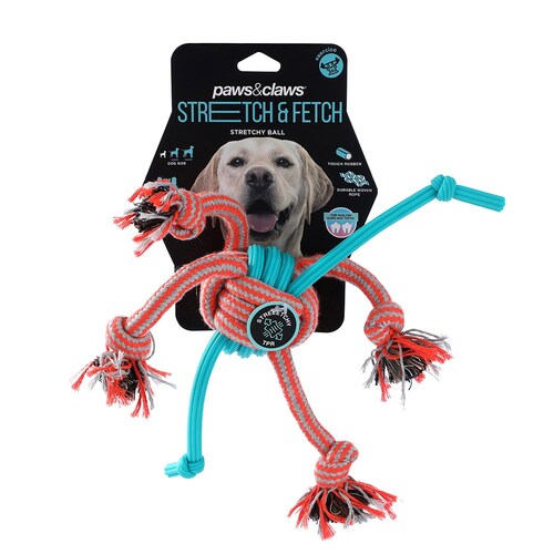 Paws & Claws 30cm Stretch & Fetch TPR/Braided Rope Ball