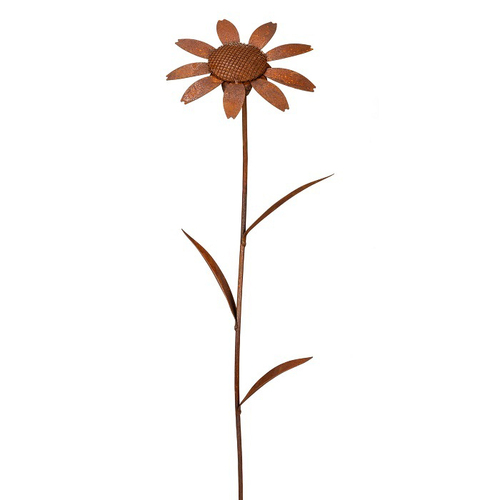 Garden Rust Metal 124cm Stake Daisy Ornament Decor