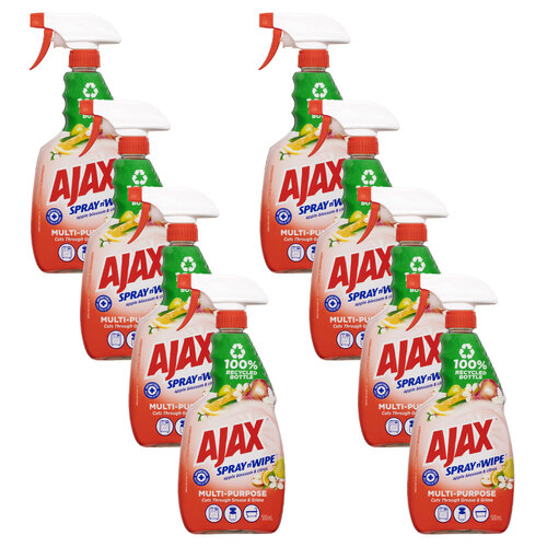 8PK Ajax Spray N Wipe Trigger Antibacterial Apple & Citrus 500ml