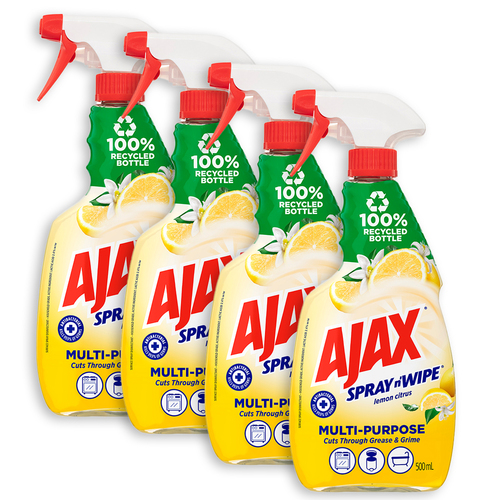 4PK Ajax 500ml Spray n Wipe Trigger Multi Purpose Lemon Citrus
