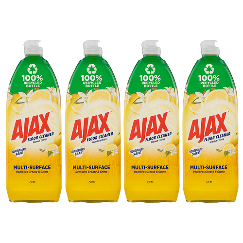 4PK Ajax 750ml Floor Cleaner Lemon Citrus
