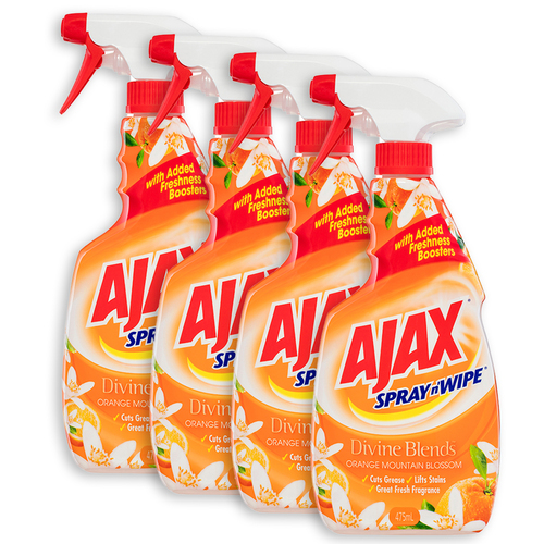 4PK Ajax 475ml Spray n Wipe Divine Blends Orange Mountain Blossom Trigger