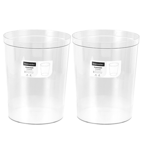 2PK Boxsweden 21.5cm Crystal Waste Bin - Clear