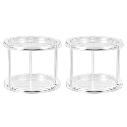 2PK Boxsweden 24.5cm Crystal 2-Tier Turntable Organiser - Clear