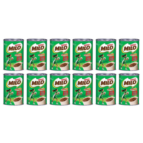 12x 12pc Nestle Milo Tin Can Malted Powdered Chocolate Drink 200g