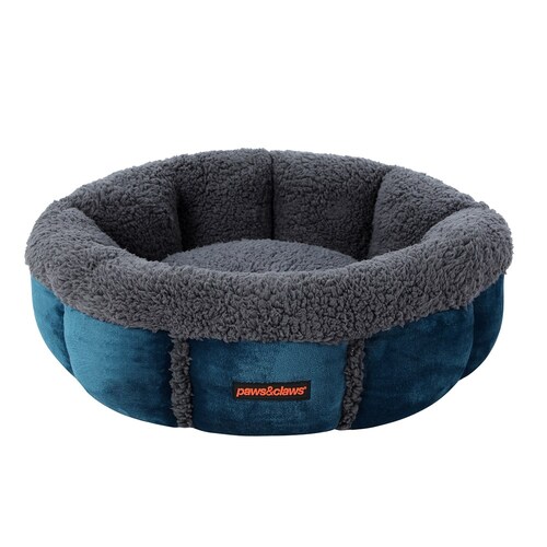 Paws & Claws 50cm Primo Plush Snuggler Bed - Charcoal/Blue