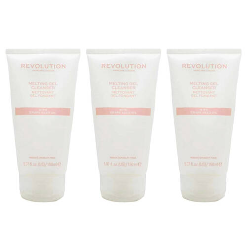 3PK Revolution Melting Gel Cleanser w/ Grape Seed Oil Skin Care 150ml