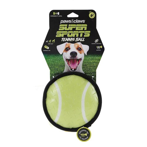 Paws & Claws Pet/Dog Toy Super Sports 15x4.5cm TPR Covered Oxford Tennis Ball