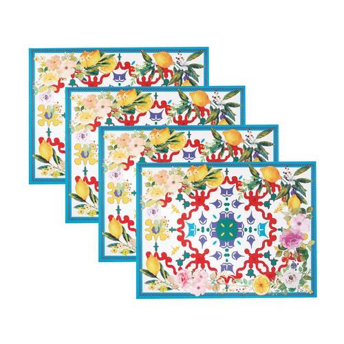4PK Guzzini Rectangle Placemat 44x33cm Table Mat Protector Flower & Lemon