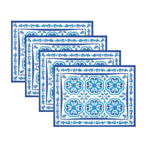 4PK Guzzini Blues Rectangular Placemat 44x33cm Table Mat Mediterranean Blue