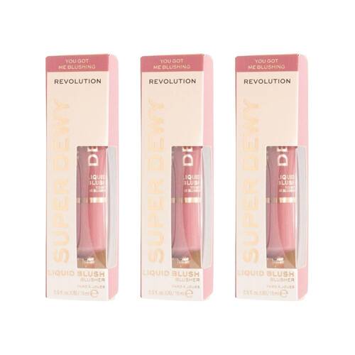 3PK Revolution Super Dewy 15ml Liquid Blush You Got Me Blushing Makeup
