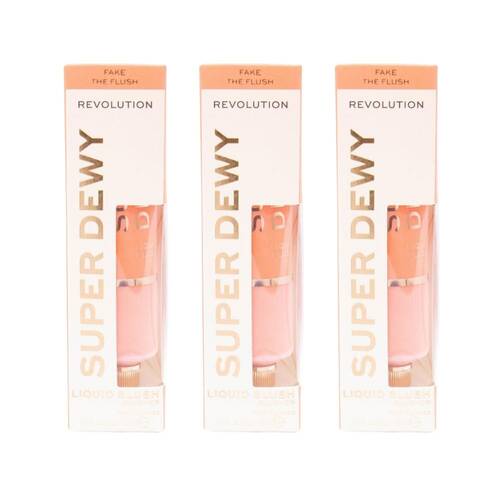 3PK Revolution Super Dewy 15ml Liquid Blush Fake The Flush Beauty Makeup