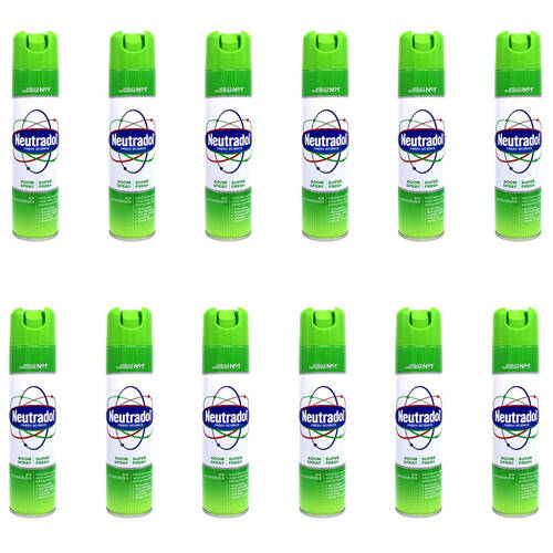 12PK Neutradol Aerosol Room Spray Air Deodoriser 300ml - Super Fresh