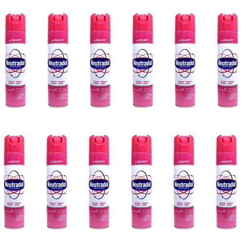 12PK Neutradol Aerosol Room Spray Air Freshener 300ml - Fresh Pink