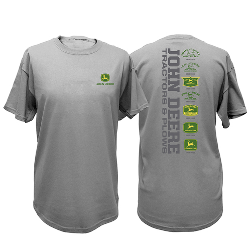 John Deere Mens/Unisex Size S Oxford Logo Tee T-Shirt Grey