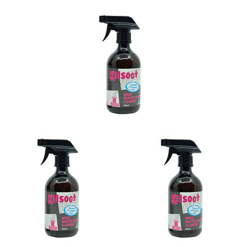 3PK Kilsoot Wood Heater Glass And Window Cleaner Streak-Free 500ml