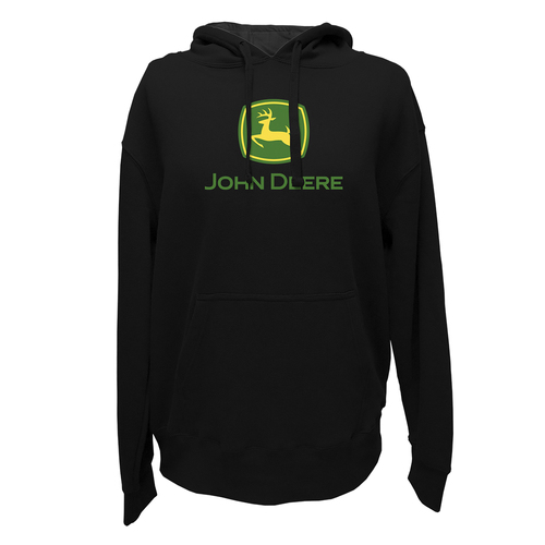 John Deere Men/Unisex Size L Logo Fleece Hoodie Black 