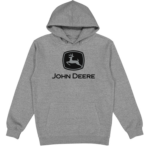 John Deere Men/Unisex Size L Logo Fleece Hoodie Grey 