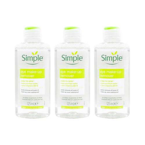 3PK Simple Pure Eye Make Up Remover for Sensitive Skin Vitamin B5 & E 125ml
