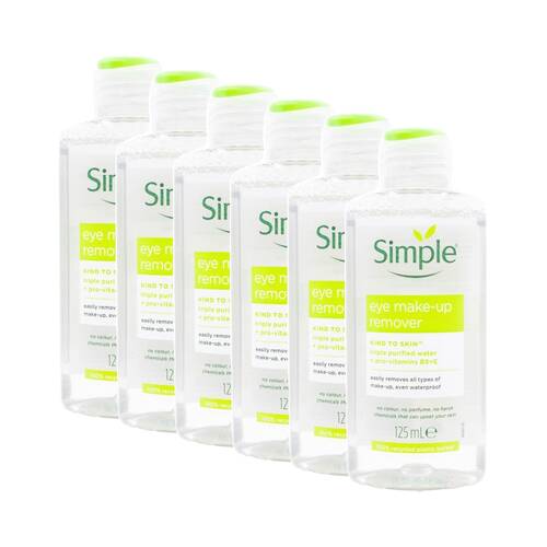 6PK Simple Pure Eye Make Up Remover for Sensitive Skin Vitamin B5 & E 125ml