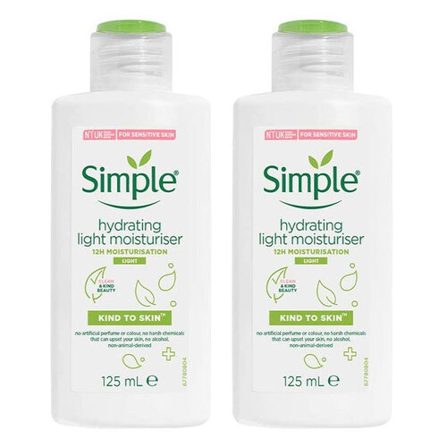 2PK Simple 125ml Hydrating Light Moisturiser Kind To Skin