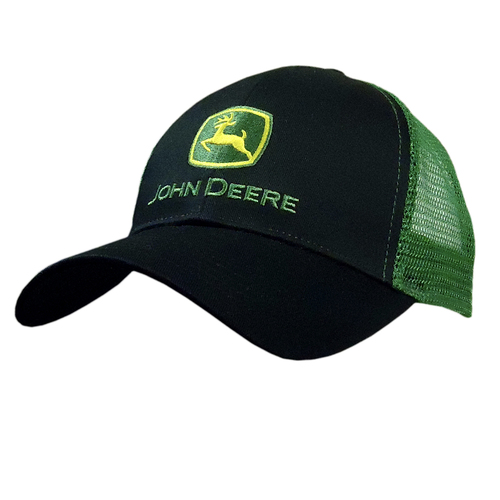 John Deere Men/Unisex One Size Logo Mesh Back Cap Black/Green 