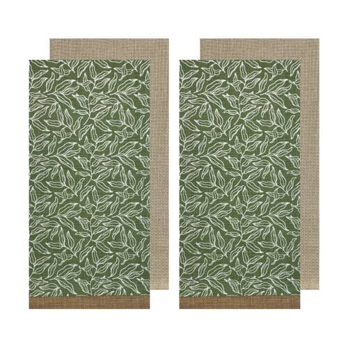 2x 2pc J.Elliot Home Serenity Kitchen Tea Towels 50x70x2cm Green