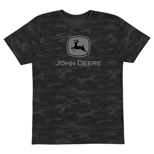 John Deere Mens/Unisex Size XXL Camo Logo Tee T-Shirt Black