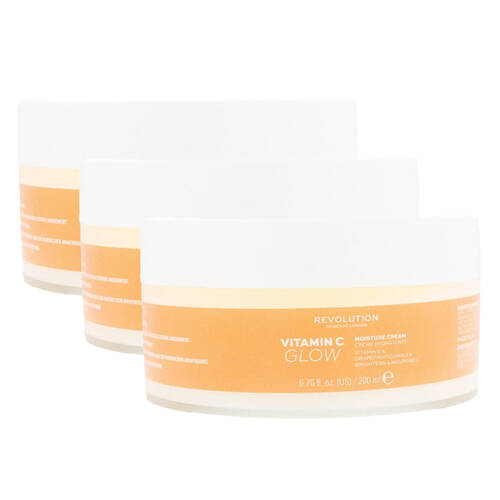 3PK Revolution Vitamin C Glow Moisture Facial Cream 200ml Moisturiser