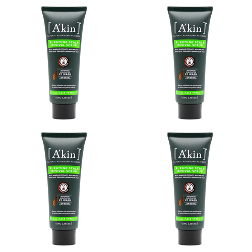 4PK Akin 100ml Purifying Hair & Scalp Revival Scrub w/ Natural Ingredients