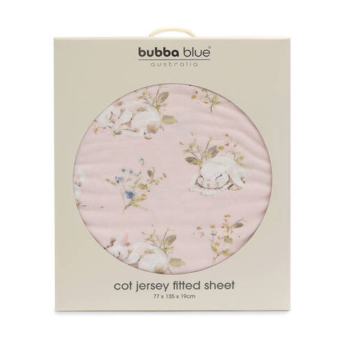 Bubba Blue Sleeping Bunny Jersey Cot Fitted Sheet 77x135x19cm