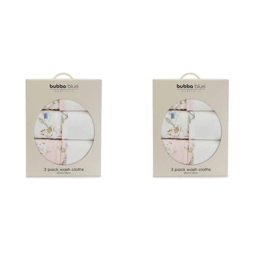 2x 3pc Bubba Blue Children's and Baby Sleeping Bunny Face Washers 25x25cm