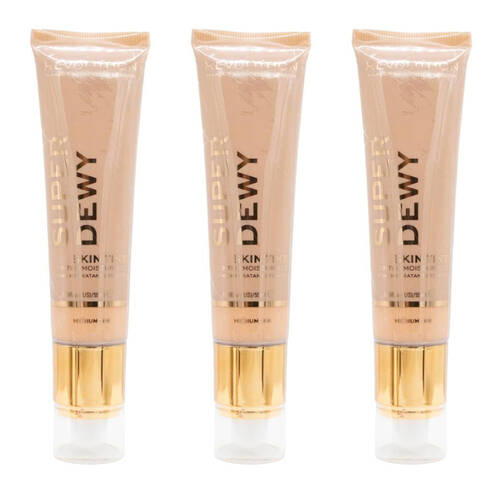 3PK Revolution Super Dewy Tinted Moisturiser 55ml Medium Tan Face Makeup