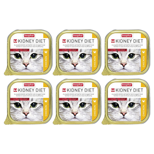 6PK Beaphar Kidney Diet Chicken Pet Cat Complete Diet Food 100Gm