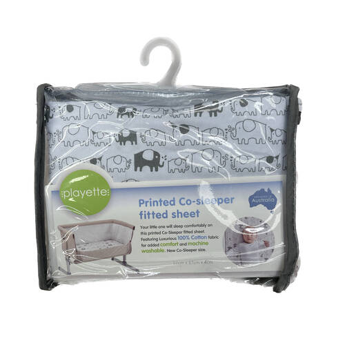 Playette Bedside Printed Fitted Sheet for Co-Sleeper Kids/Children White