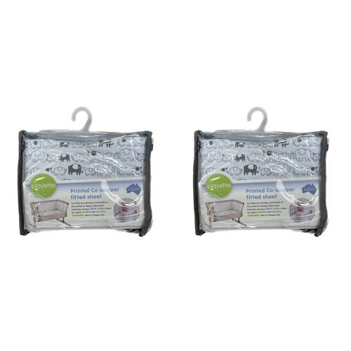 2PK Playette Bedside Printed Fitted Sheet for Co-Sleeper Kids/Children White