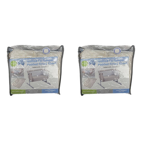 2PK Playette Bedside Quilted Fitted Sheet Padded Co-Sleeper Kids/Children White