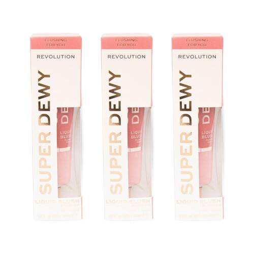 3PK Revolution Super Dewy 15ml Liquid Blush Flushing For You Beauty Makeup