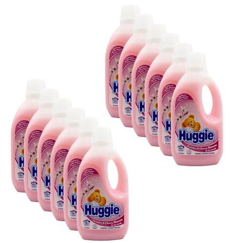 12PK Huggie Fabric Conditioner Softener 1L - Jasmine & Cherry Blossom