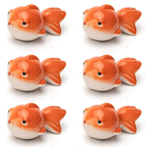 6x Garden Round 7.5cm Floating Goldfish Ornament Decor - Medium