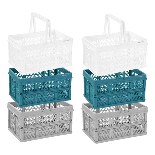 6PK Boxsweden Foldaway Carry Basket 7.5L 30x20x16.5cm Assorted